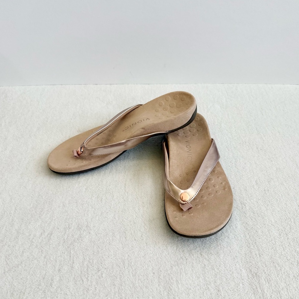 Vionic Rose Gold Thong Sandals Women’s Size 9 Comfort Arch Support Shoes - Picture 6 of 8